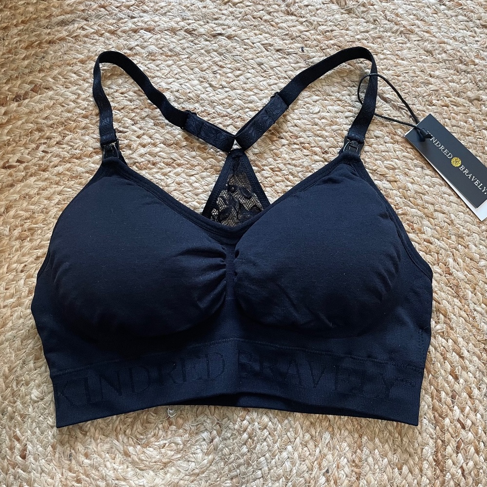 NEW, Kindred Braverly | Simply Sublime Lace Racerback Nursing Bra, Medium M - bl